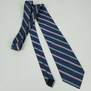 BROOKS BROTHERS MEN'S TIE - Navy Blue, Pink Striped W: 3.75"  /  L: 57"